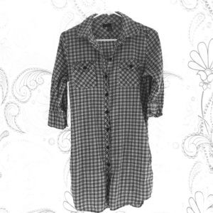 Fox black and white checkered shirt dress